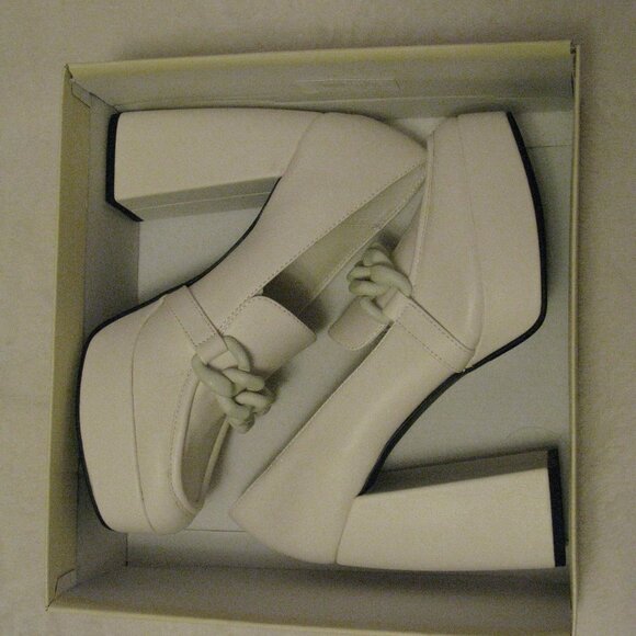 Nordstrom Shoes - Nordstrom Open Edit 'Lainey' Platform Loafer Pump Shoes Sz 7.5 M Ivory Leather